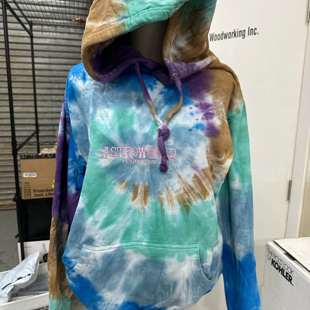 Travis Scott Tie-Dye Hoodie with Astroworld Logo